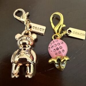 COACH Gold bear & Pink mouse Charm Keychain Set